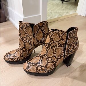 Kenneth Cole heel bootie snake skin